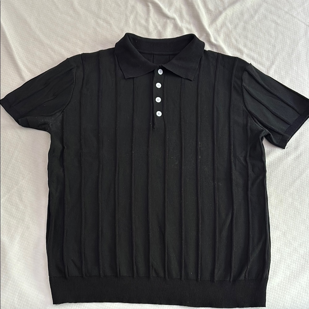 Men’s Classic Black knit Polo Shirt